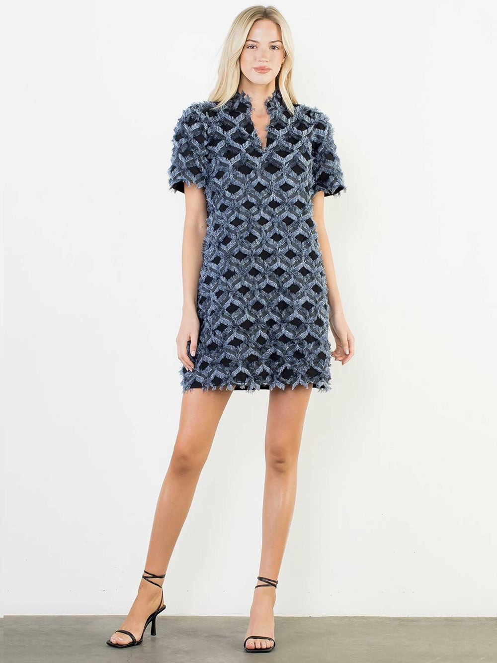 NWT THML Short Sleeve Fringe Pattern Dress | XS